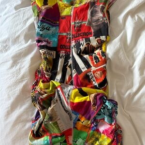 Desigual Multicolor Patchwork Mini Dress - Red, Yellow, Green, Blue, Pink, Black